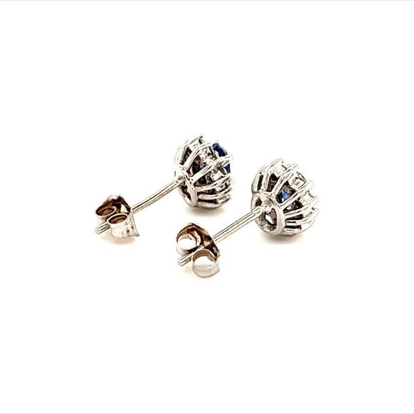 Natural Sapphire Diamond Stud Earrings 14k Gold 0.90 TCW Certified $2,450 215613 - Picture 8 of 9